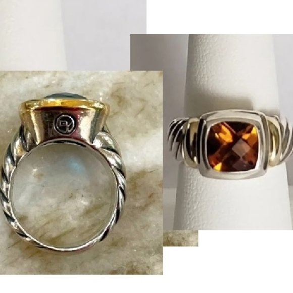 2 Tone 925 Sterling Silver Noblesse Cable Band Ring w Stones - Picture 15 of 15